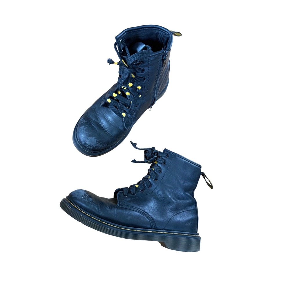 Dr. Martens black combat boots heart laces